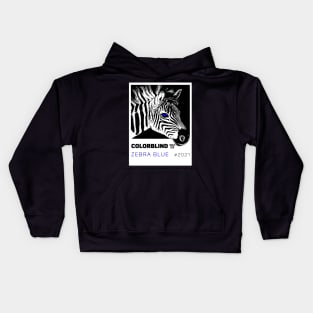 ZEBRA BLUE - white card  by COLORBLIND WorldView Kids Hoodie